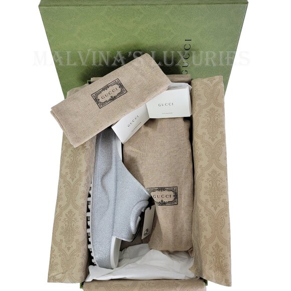 GUCCI SHOES MIAMI GG LOGO EMBOSSED GLITTERED RUBBER PLATFORM SLIDE sz 40 10 - Picture 15 of 15